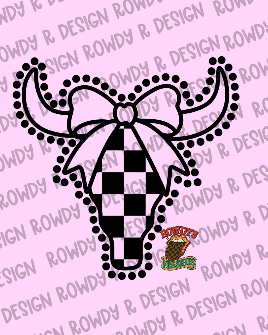 Check Bull Skull w/ Circles STL/PNG
