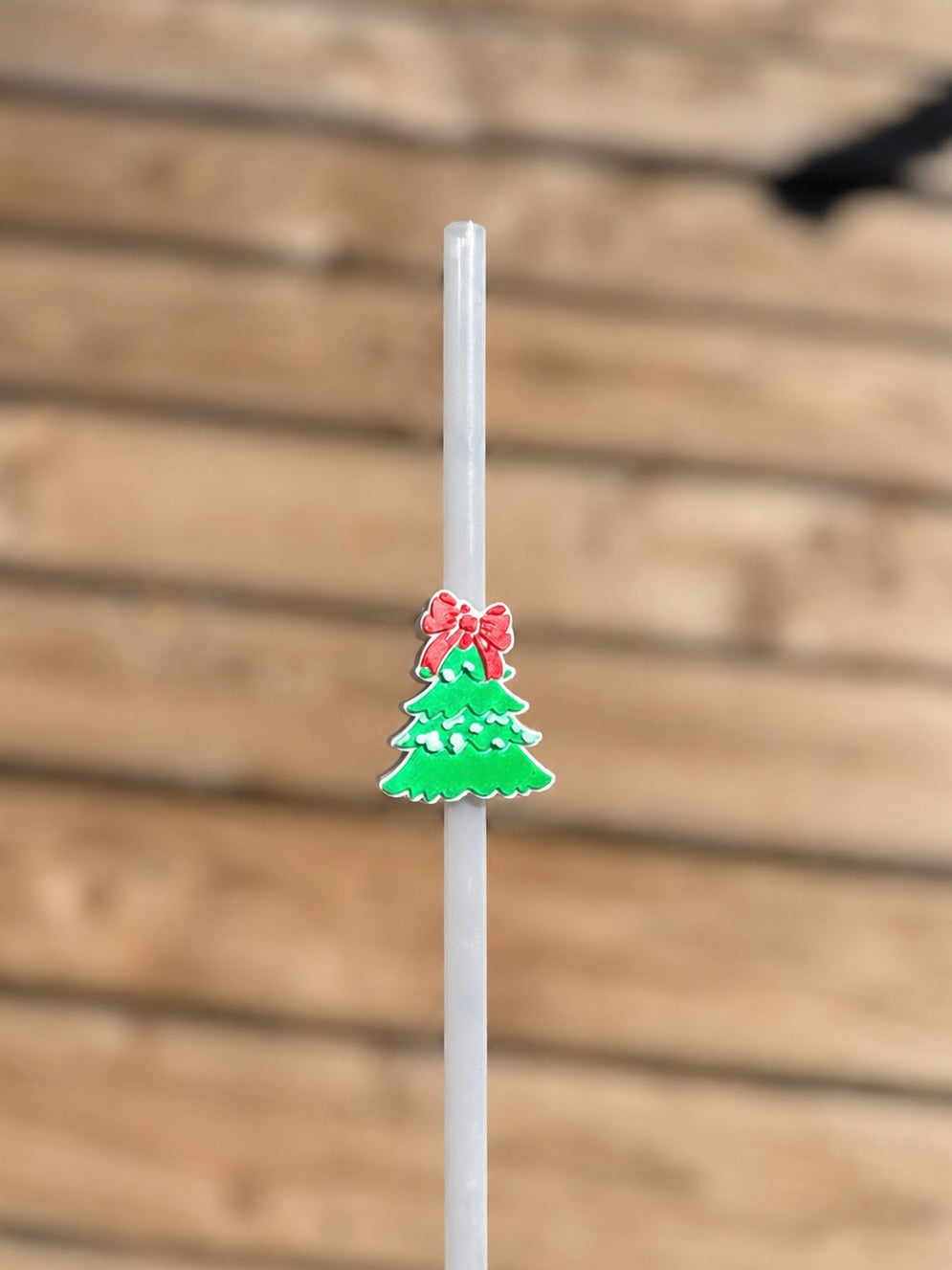 Red Bow Christmas Tree Straw Topper