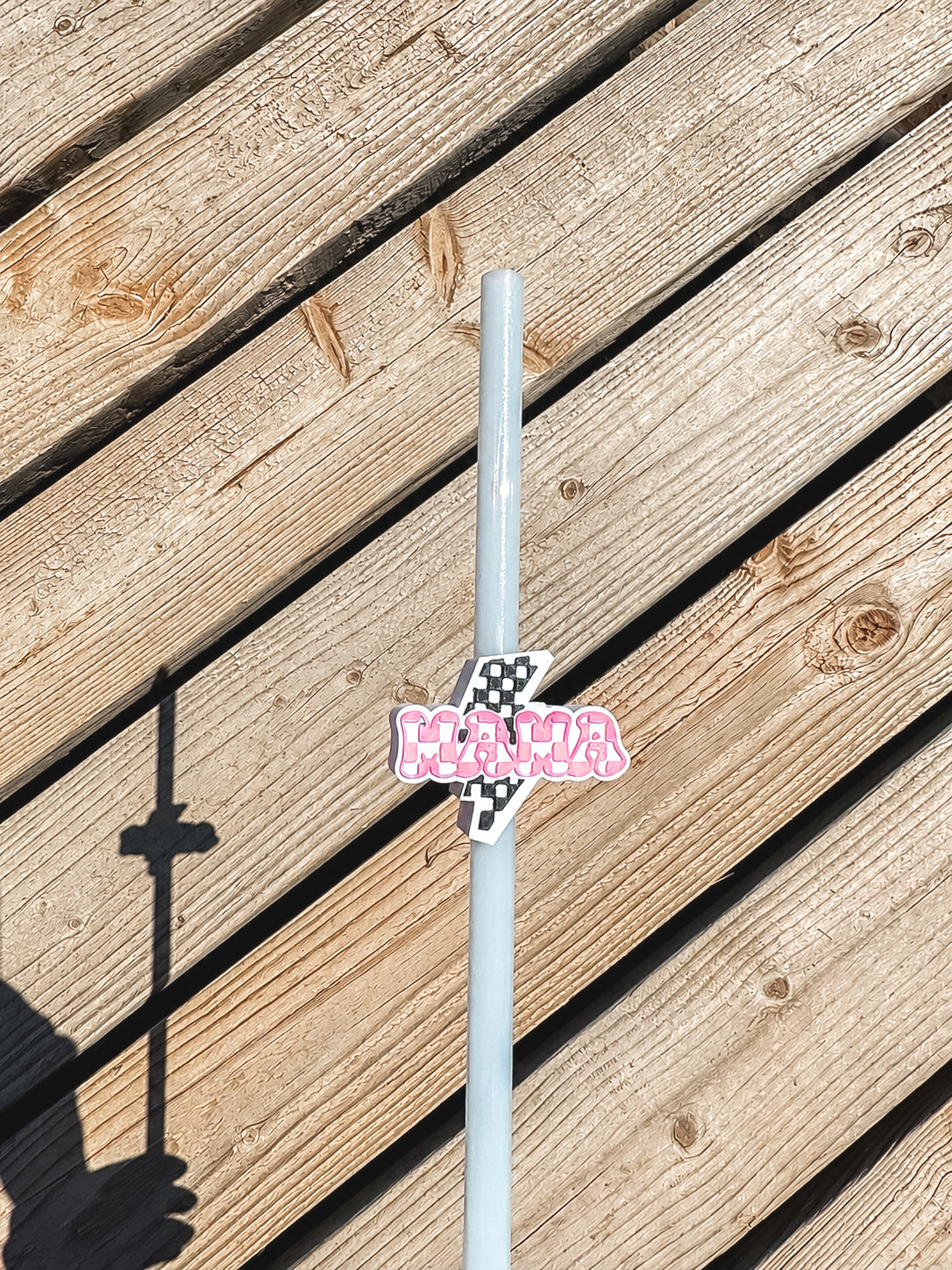 Lightning Checkered Mama Straw Topper