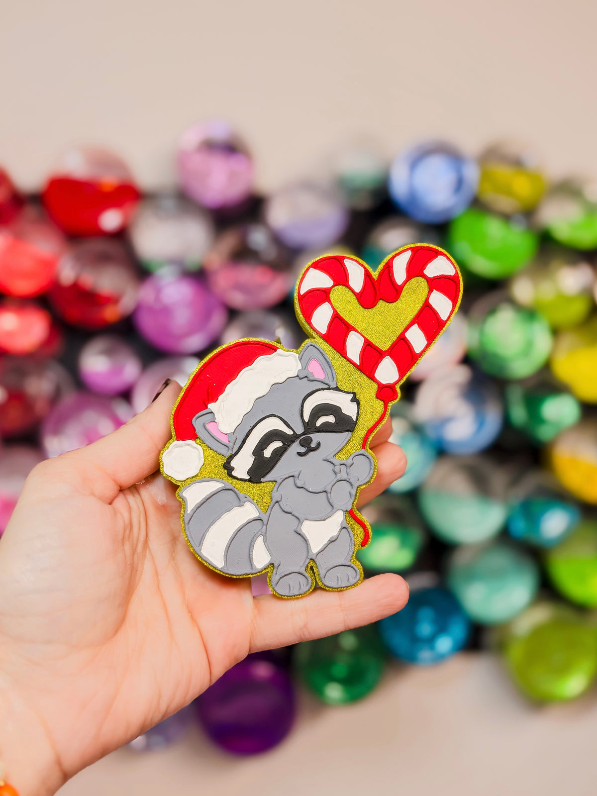 Candy Cane Racoon Freshie