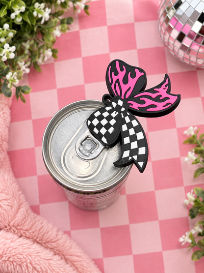 Check and Flame Bow Can Opener Keychain