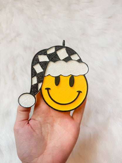 Checkered Christmas Smiley Freshie