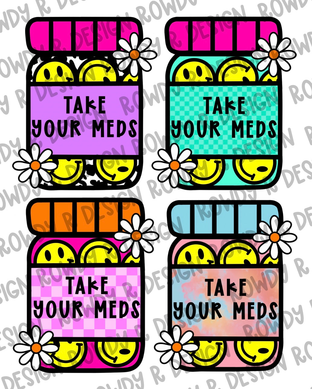 Take Your Meds Clean & Naughty Cardstock PNG (Pack of 4)