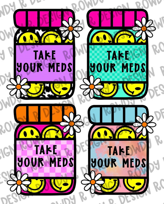 Take Your Meds Clean & Naughty Cardstock PNG (Pack of 4)