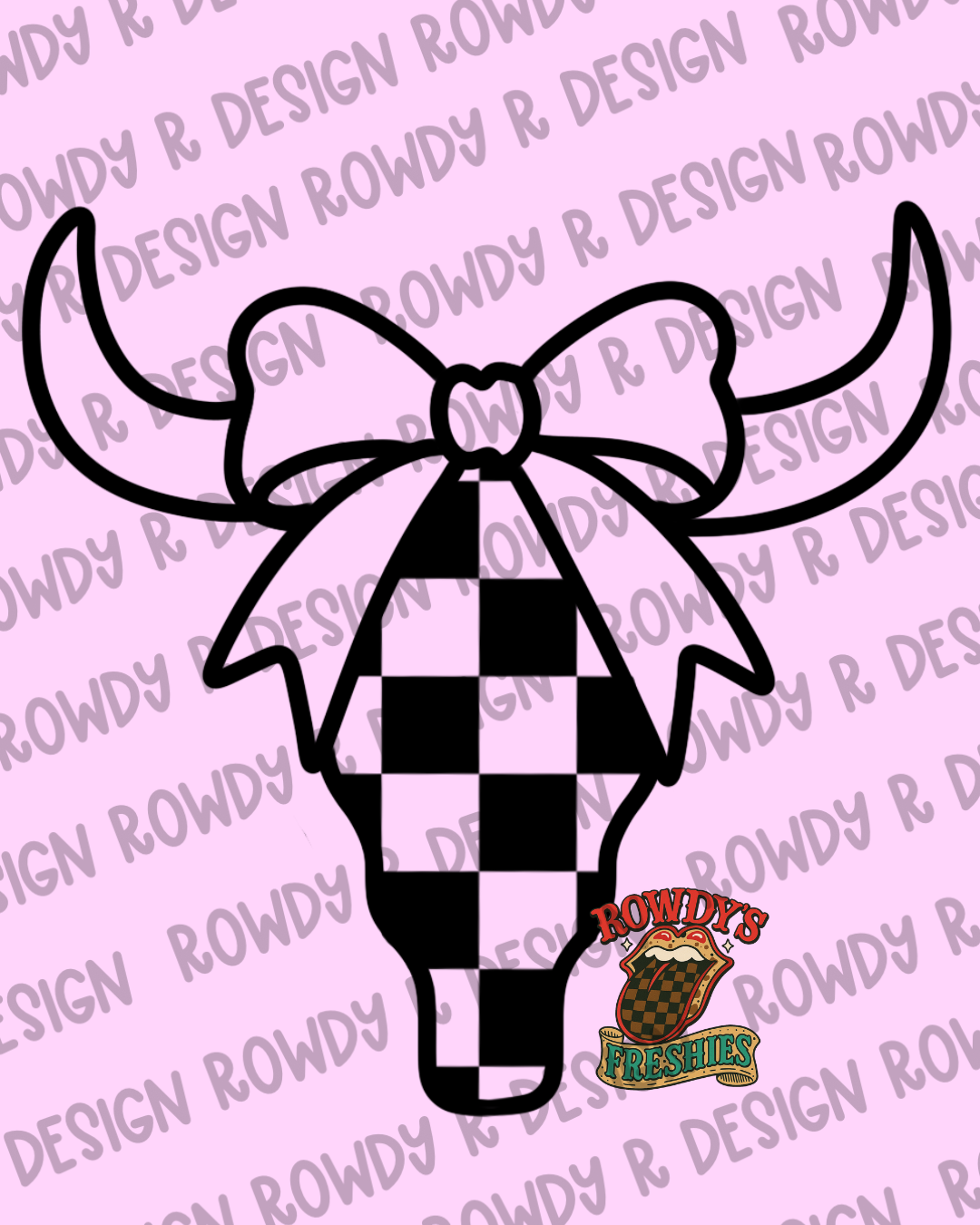 Checkered Bull Skull STL/PNG