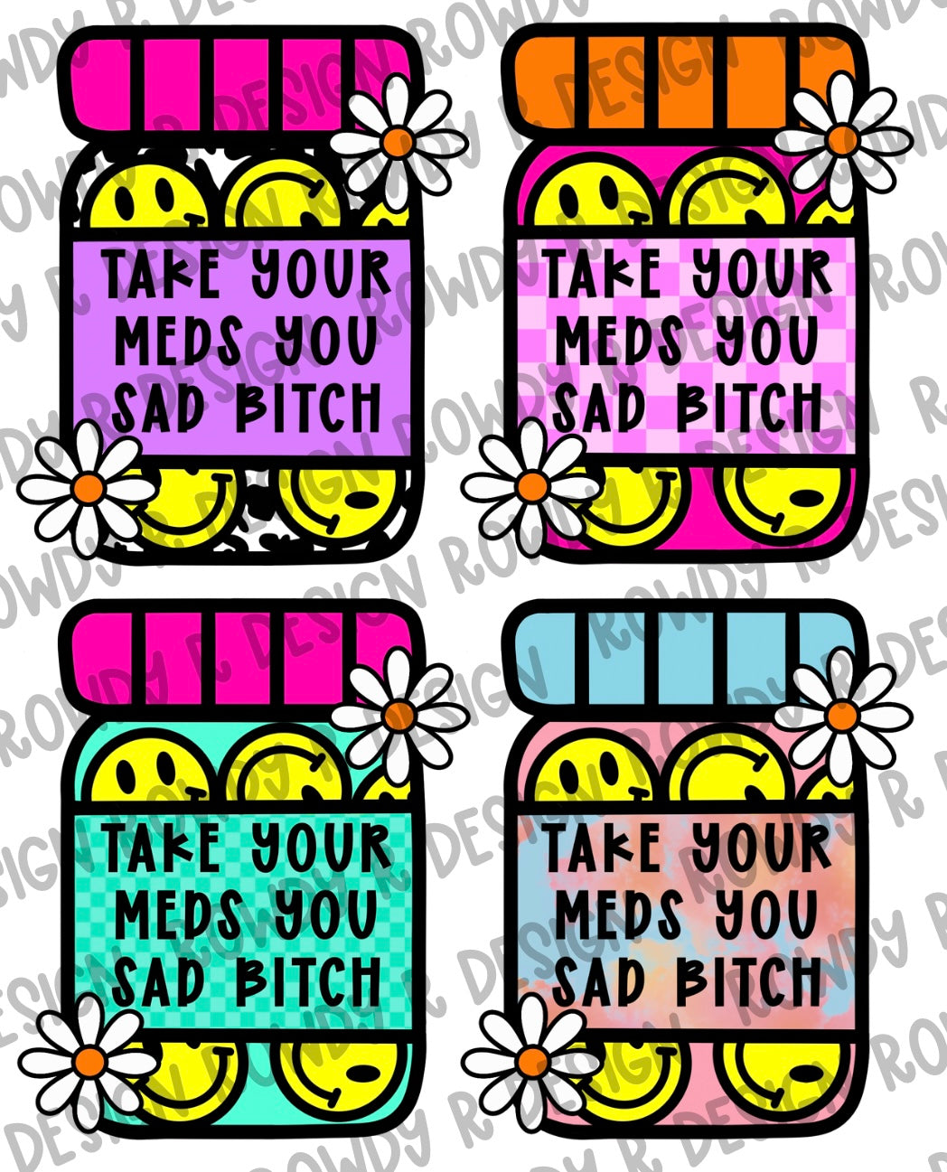 Take Your Meds Clean & Naughty Cardstock PNG (Pack of 4)
