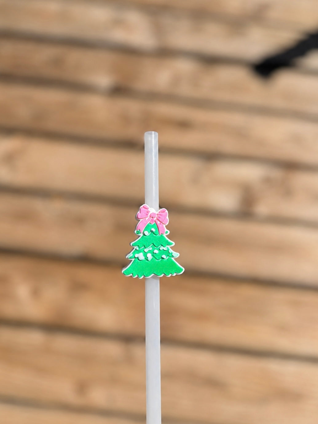 Pink Bow Christmas Tree Straw Topper
