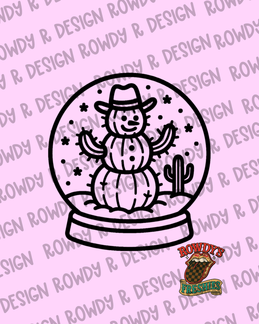 Cactus Snowman Snow Globe STL/PNG