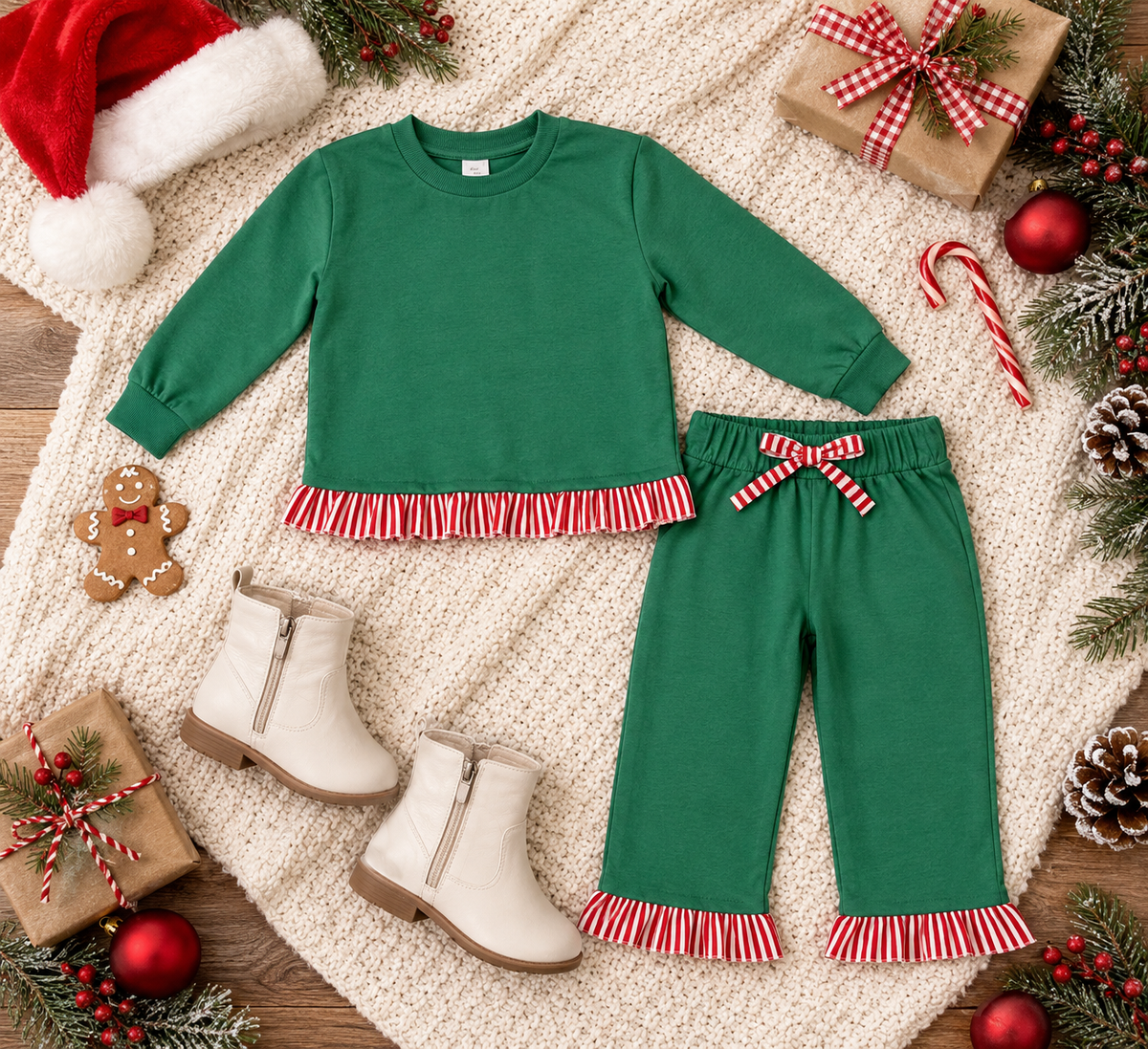 Green Ruffled Lounge Set