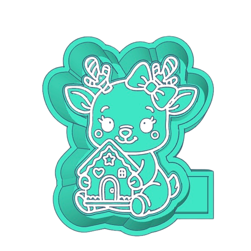 Reindeer With Gingerbread House Freshie STL