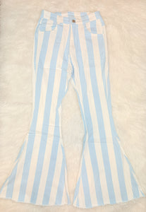 Adult Blue Striped Denim Flares