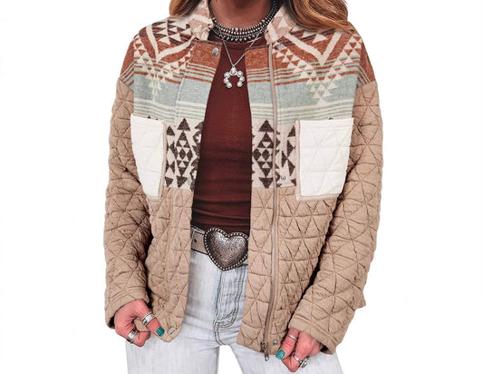 Aztec Patchwork Zip Up Jacket