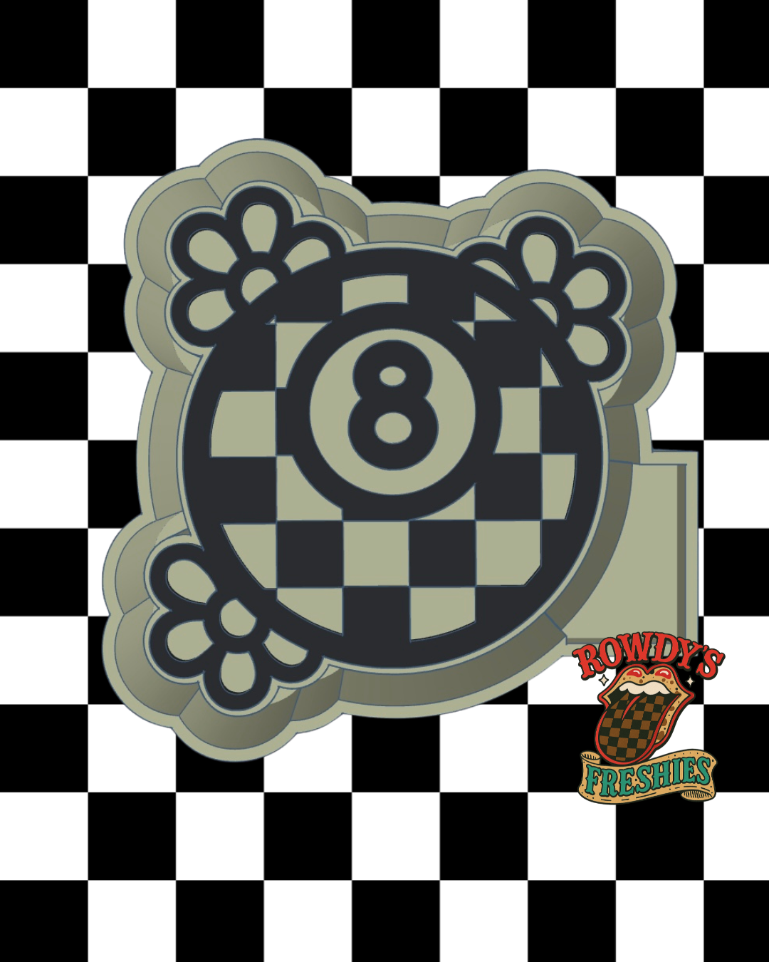 Checkered 8 Ball STL/PNG