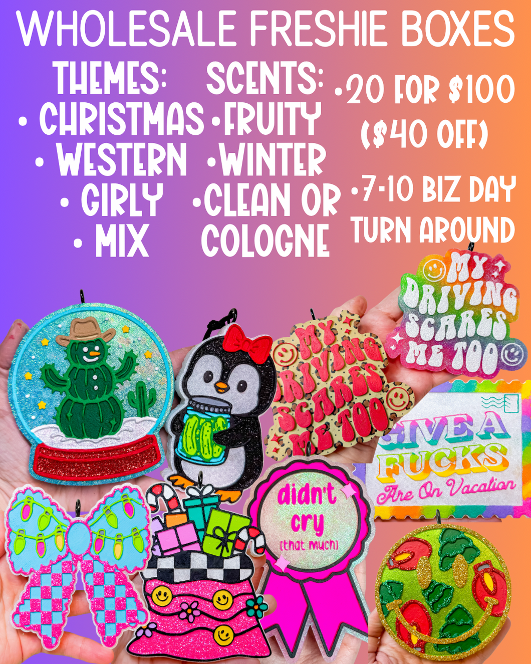 Wholesale Freshie Box (PLEASE NOTE THEME AND SCENT CATEGORIES AT CHECKOUT)