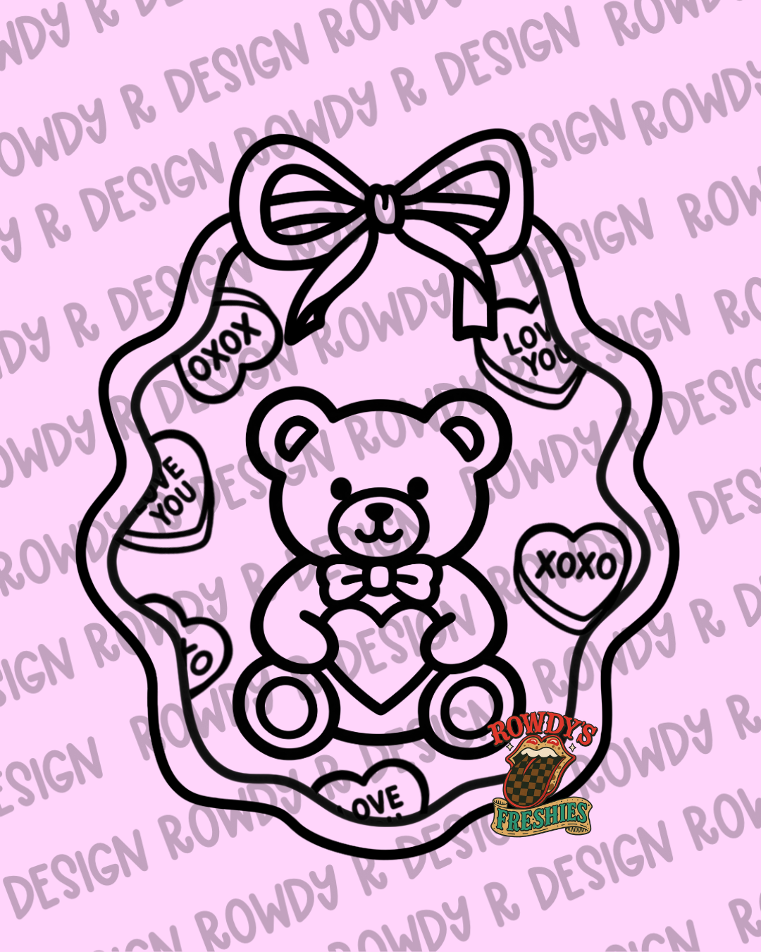 Teddy & Hearts Frame STL/PNG