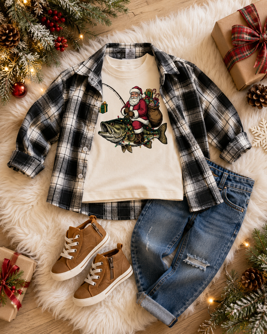 Fishing Santa Tee + Flannel