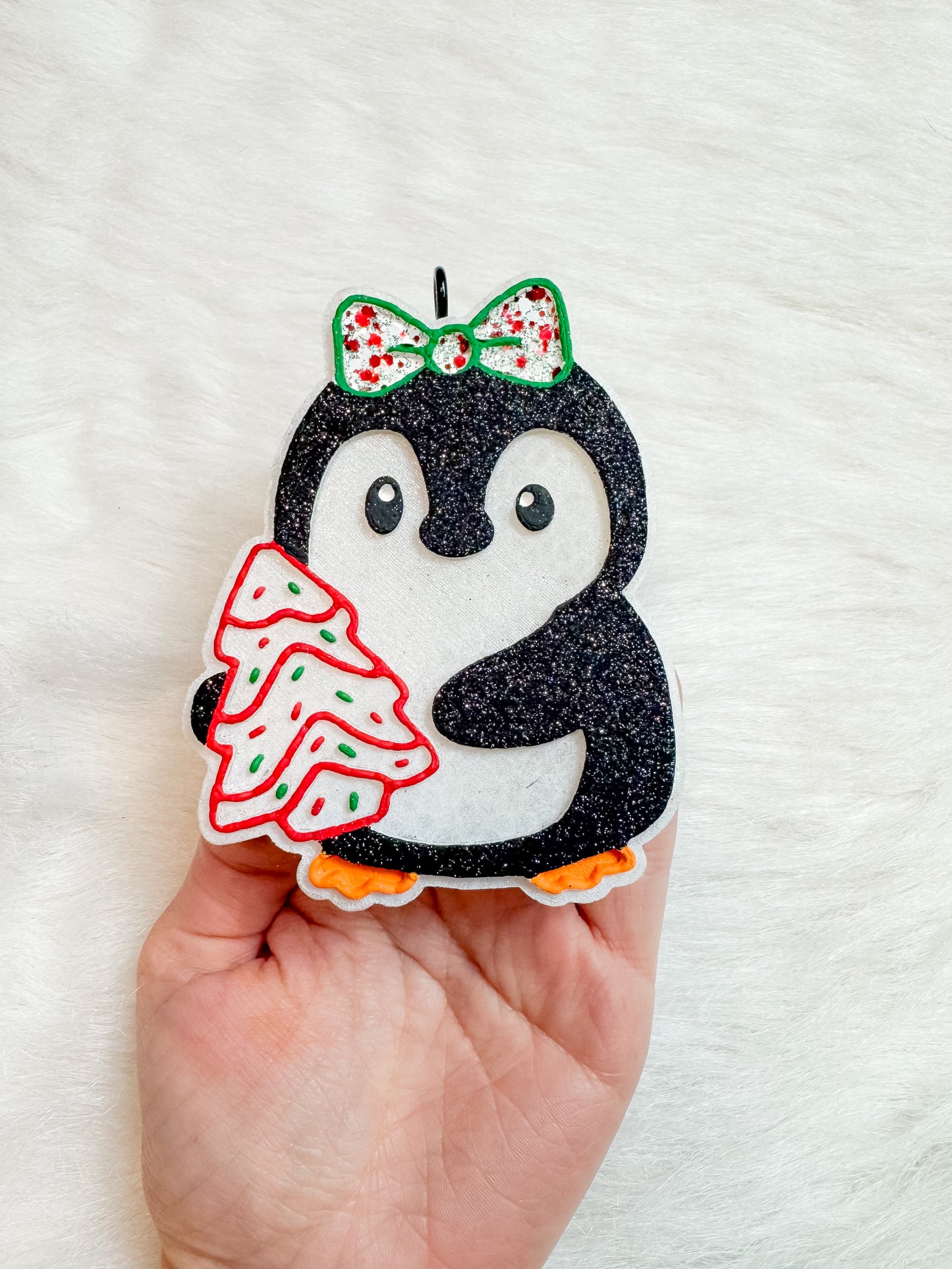 Penguin W/ Christmas Tree Cake Freshie