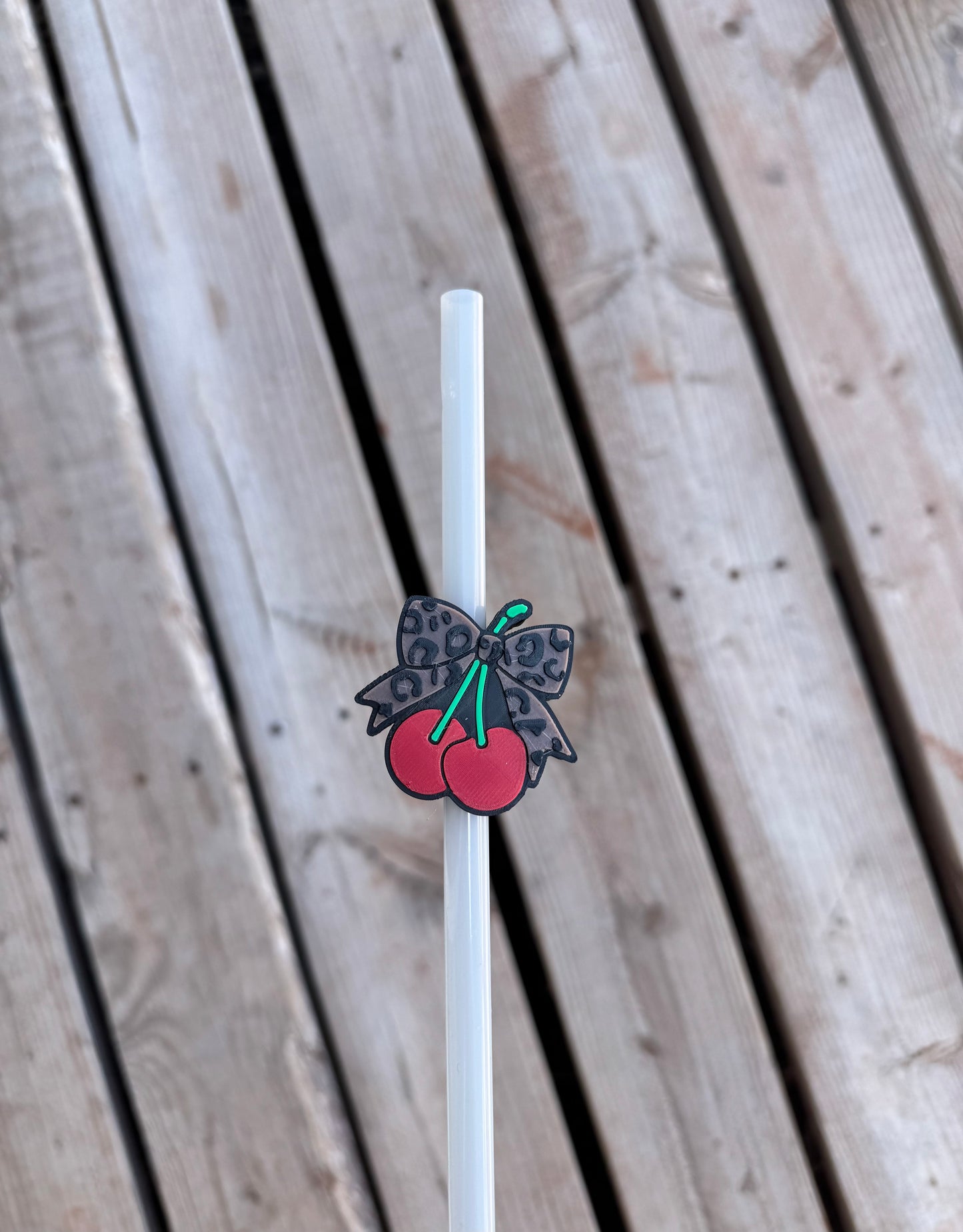 Leopard Cherries Straw Topper