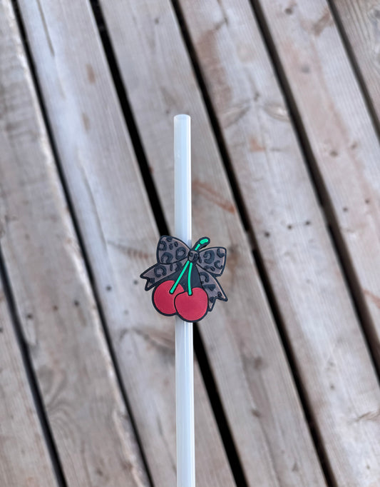 Leopard Cherries Straw Topper