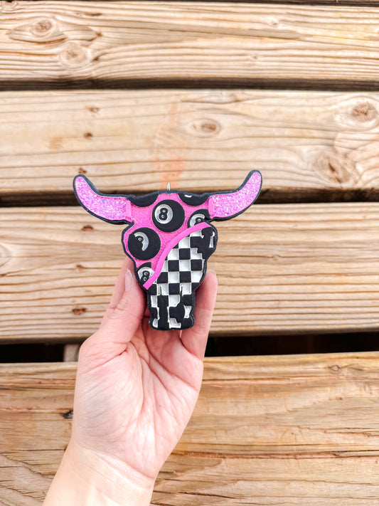 8 Ball Bull Skull Freshie