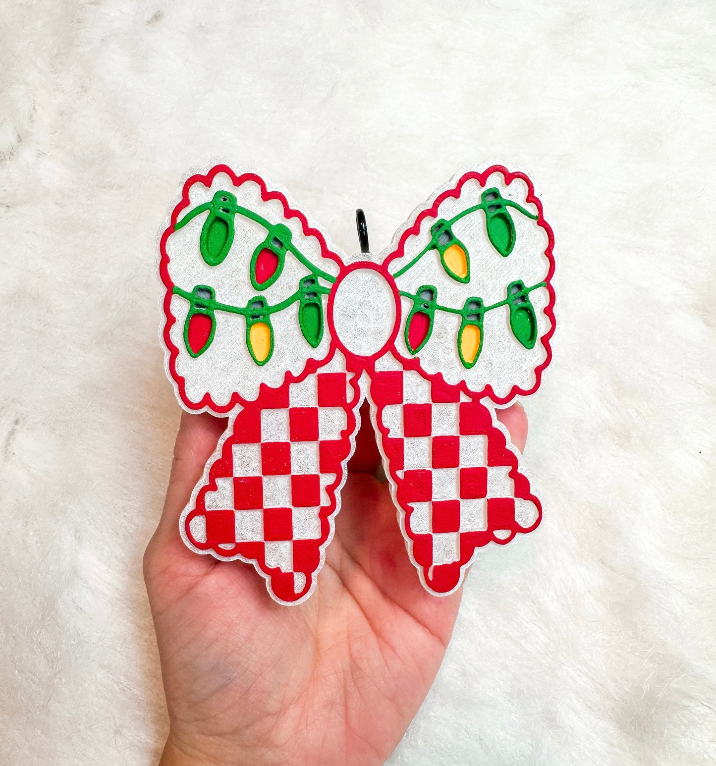 Christmas Light and Checkered Bow Freshie