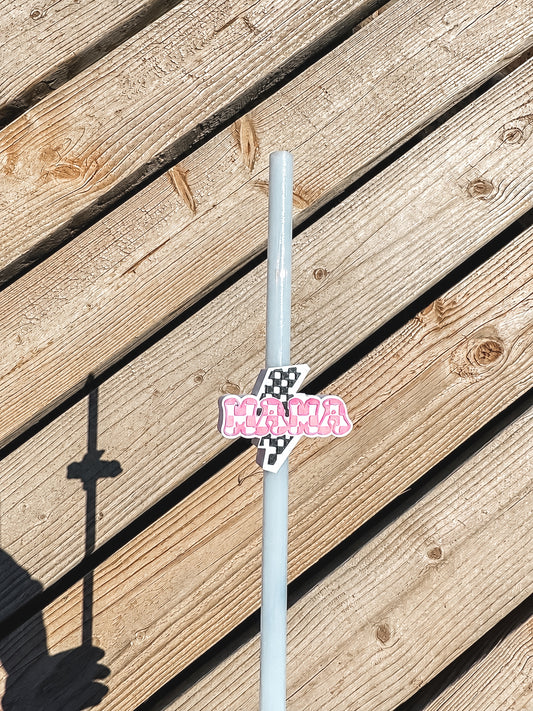 Lightning Checkered Mama Straw Topper