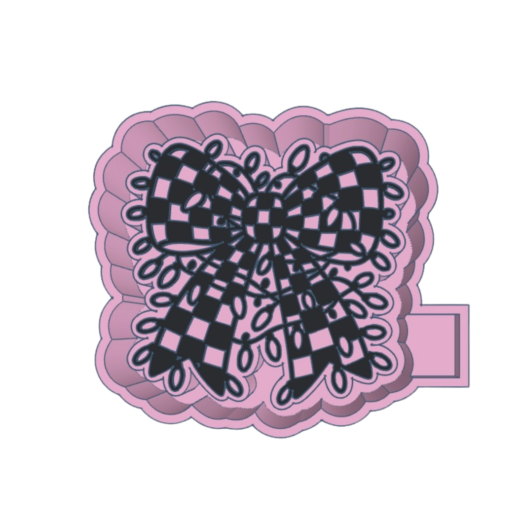 Checkered Bow Wrapped in Lights Freshie STL