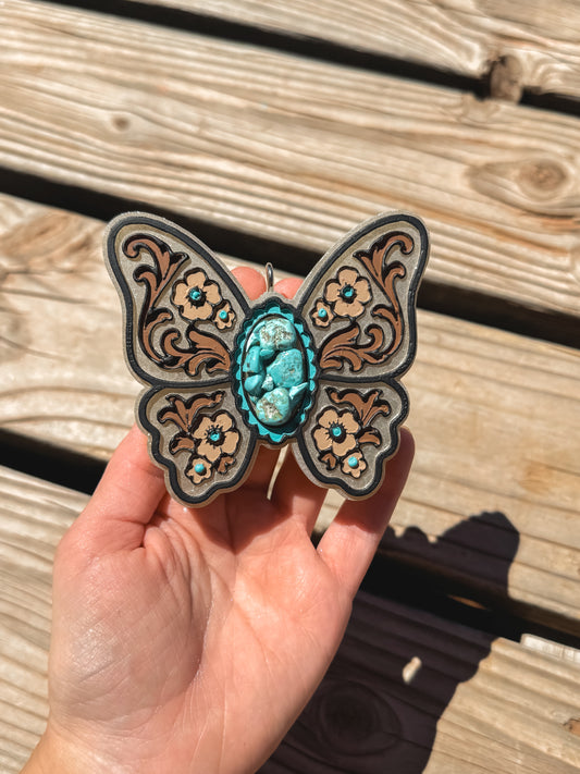 Turquoise Tooled Butterfly Freshie