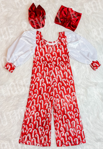 Candy Cane Velvet Romper Size 6/12m