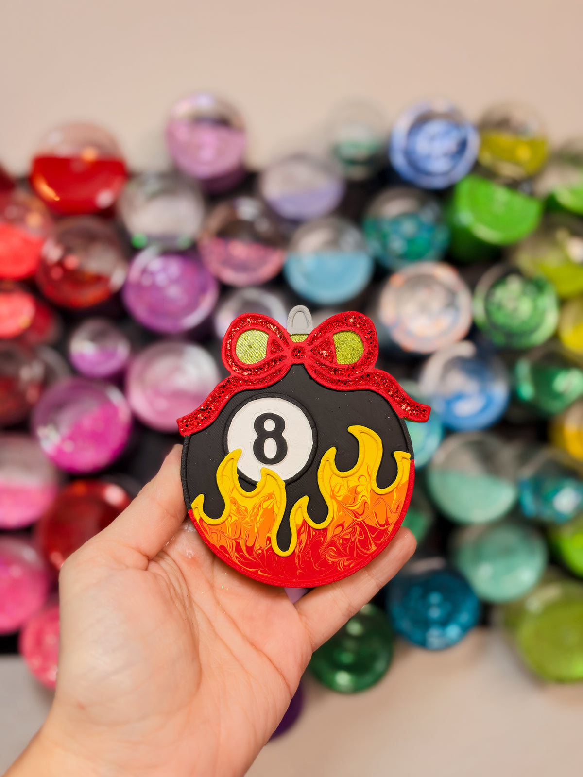 Flame 8 Ball Ornament Freshie