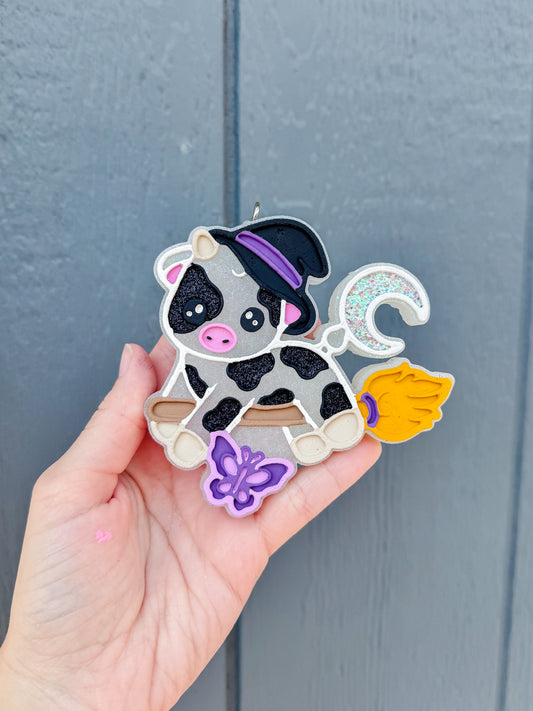 Glow In The Dark Witchy Cow Freshie