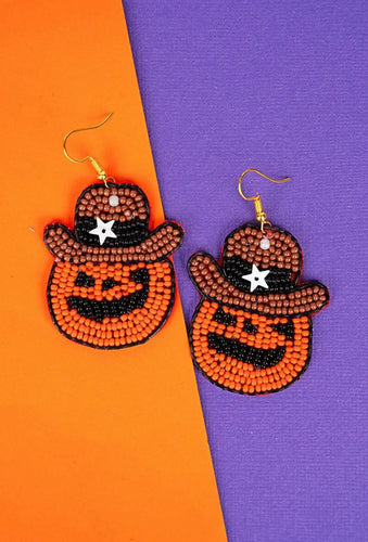 Cowboy Pumpkin Earrings