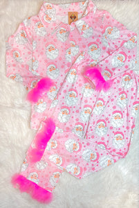 Adult Pink Santa Feather PJ’s