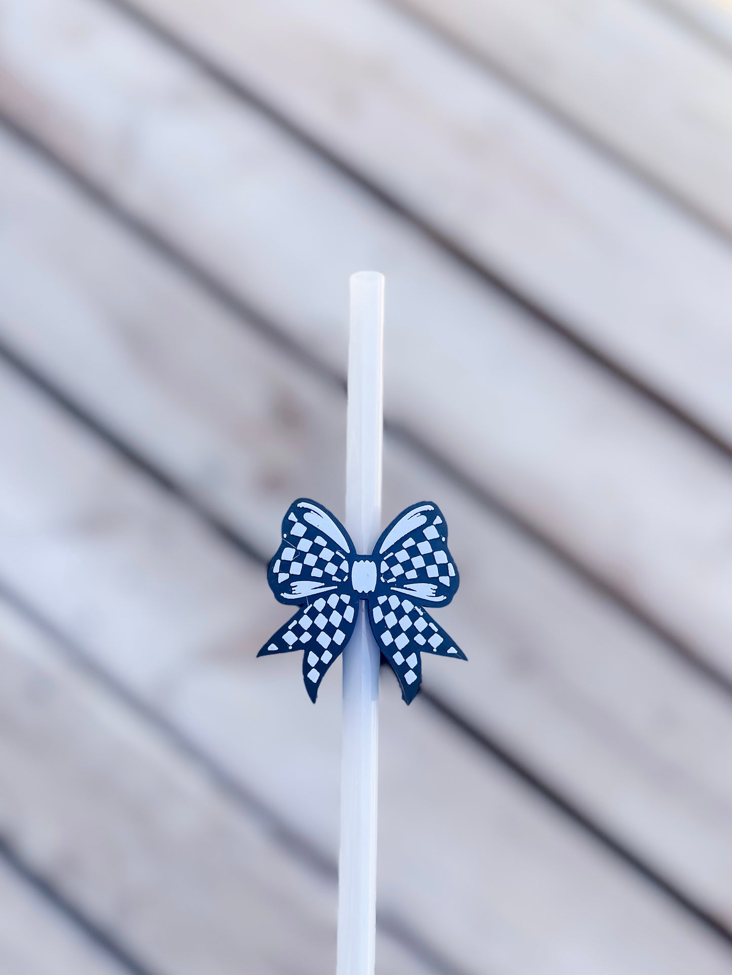 Checkered Bow Straw Topper