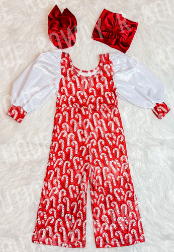 Candy Cane Velvet Romper