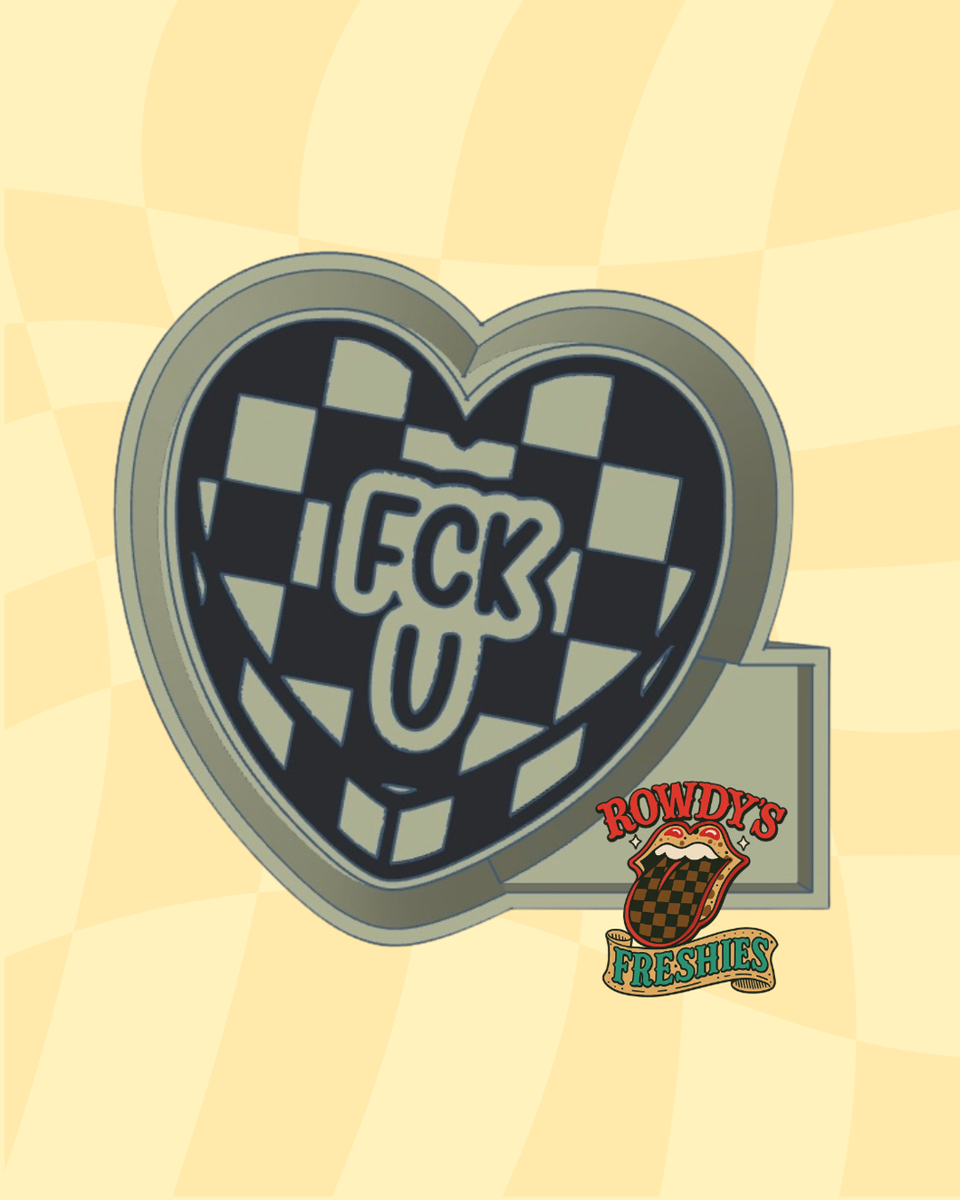 Fck U Checkered Heart Silicone Mold