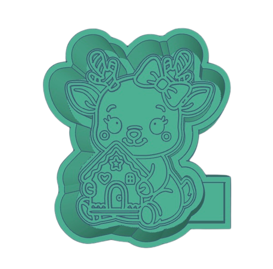 Reindeer With Gingerbread House Freshie STL