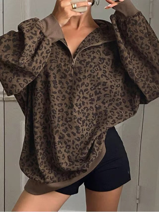 Leopard Quarter Zip Sweater